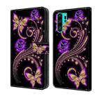 For Huawei P30 Pro Crystal 3D Shockproof Protective Leather Phone Case(Purple Flower Butterfly) - 1