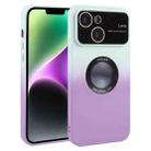 For iPhone 14 Plus Gradient Silicone Shockproof Magsafe Phone Case with Lens Film(White Purple) - 1