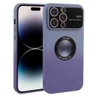 For iPhone 14 Pro Gradient Silicone Shockproof Magsafe Phone Case with Lens Film(Grey Purple) - 1