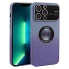 For iPhone 13 Pro Max Gradient Silicone Shockproof Magsafe Phone Case with Lens Film(Grey Purple) - 1