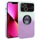 For iPhone 13 Gradient Silicone Shockproof Magsafe Phone Case with Lens Film(White Purple) - 1