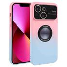 For iPhone 13 Gradient Silicone Shockproof Magsafe Phone Case with Lens Film(Pink Blue) - 1
