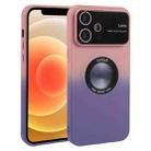 For iPhone 12 Gradient Silicone Shockproof Magsafe Phone Case with Lens Film(Pink Purple) - 1