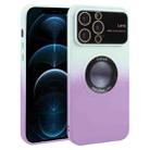 For iPhone 12 Pro Max Gradient Silicone Shockproof Magsafe Phone Case with Lens Film(White Purple) - 1