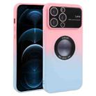 For iPhone 12 Pro Max Gradient Silicone Shockproof Magsafe Phone Case with Lens Film(Pink Blue) - 1