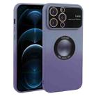 For iPhone 12 Pro Max Gradient Silicone Shockproof Magsafe Phone Case with Lens Film(Grey Purple) - 1