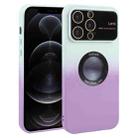 For iPhone 12 Pro Gradient Silicone Shockproof Magsafe Phone Case with Lens Film(White Purple) - 1