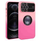 For iPhone 12 Pro Gradient Silicone Shockproof Magsafe Phone Case with Lens Film(Pink Rose) - 1