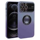 For iPhone 12 Pro Gradient Silicone Shockproof Magsafe Phone Case with Lens Film(Grey Purple) - 1