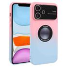 For iPhone 11 Gradient Silicone Shockproof Magsafe Phone Case with Lens Film(Pink Blue) - 1