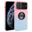 For iPhone 11 Pro Max Gradient Silicone Shockproof Magsafe Phone Case with Lens Film(Pink Blue) - 1