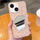 For iPhone 14 Plus Embossed Rock Texture Mirror TPU Phone Case(Pink) - 1