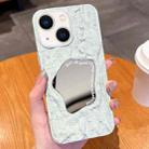 For iPhone 14 Plus Embossed Rock Texture Mirror TPU Phone Case(Milk Green) - 1