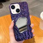 For iPhone 14 Plus Embossed Rock Texture Mirror TPU Phone Case(Deep Purple) - 1