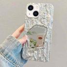 For iPhone 14 Plus Embossed Rock Texture Mirror TPU Phone Case(Space Silver) - 1