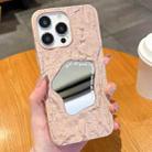 For iPhone 14 Pro Embossed Rock Texture Mirror TPU Phone Case(Pink) - 1