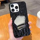 For iPhone 14 Pro Embossed Rock Texture Mirror TPU Phone Case(Black) - 1