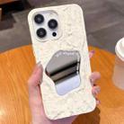 For iPhone 14 Pro Max Embossed Rock Texture Mirror TPU Phone Case(Milk White) - 1