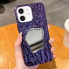 For iPhone 12 Embossed Rock Texture Mirror TPU Phone Case(Deep Purple) - 1