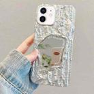 For iPhone 12 Embossed Rock Texture Mirror TPU Phone Case(Space Silver) - 1