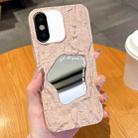 For iPhone X / XS Embossed Rock Texture Mirror TPU Phone Case(Pink) - 1