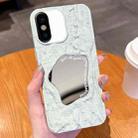 For iPhone X / XS Embossed Rock Texture Mirror TPU Phone Case(Milk Green) - 1