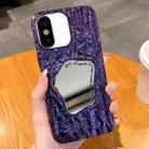 For iPhone X / XS Embossed Rock Texture Mirror TPU Phone Case(Deep Purple) - 1