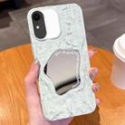 For iPhone XR Embossed Rock Texture Mirror TPU Phone Case(Milk Green) - 1