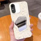 For iPhone XR Embossed Rock Texture Mirror TPU Phone Case(Milk White) - 1