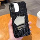 For iPhone XR Embossed Rock Texture Mirror TPU Phone Case(Black) - 1