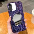 For iPhone XR Embossed Rock Texture Mirror TPU Phone Case(Deep Purple) - 1