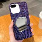 For iPhone 8 Plus / 7 Plus Embossed Rock Texture Mirror TPU Phone Case(Deep Purple) - 1