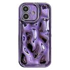 For iPhone 16 Plus Electroplating Meteorite Texture TPU Phone Case(Purple) - 1