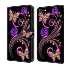 For iPhone 6 Plus / 7 Plus / 8 Plus Crystal 3D Shockproof Protective Leather Phone Case(Purple Flower Butterfly) - 1