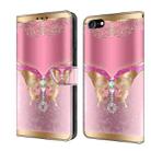For iPhone 6 / 7 Crystal 3D Shockproof Protective Leather Phone Case(Pink Bottom Butterfly) - 1