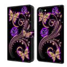 For iPhone 6 / 7 Crystal 3D Shockproof Protective Leather Phone Case(Purple Flower Butterfly) - 1