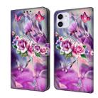 For iPhone 11 Crystal 3D Shockproof Protective Leather Phone Case(Butterfly) - 1