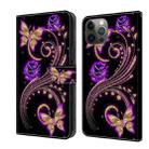 For iPhone 11 Pro Crystal 3D Shockproof Protective Leather Phone Case(Purple Flower Butterfly) - 1