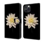 For iPhone 11 Pro Max Crystal 3D Shockproof Protective Leather Phone Case(White Flower) - 1