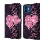 For iPhone 12 mini / 13 mini Crystal 3D Shockproof Protective Leather Phone Case(Lace Love) - 1