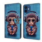 For iPhone 12 mini / 13 mini Crystal 3D Shockproof Protective Leather Phone Case(Orangutan) - 1