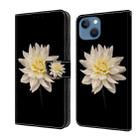 For iPhone 13 / 14 Crystal 3D Shockproof Protective Leather Phone Case(White Flower) - 1