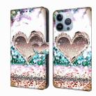 For iPhone 13 Pro Crystal 3D Shockproof Protective Leather Phone Case(Pink Diamond Heart) - 1