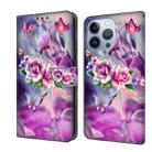 For iPhone 13 Pro Crystal 3D Shockproof Protective Leather Phone Case(Butterfly) - 1