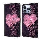 For iPhone 13 Pro Crystal 3D Shockproof Protective Leather Phone Case(Lace Love) - 1