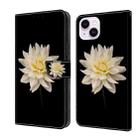 For iPhone 14 Plus Crystal 3D Shockproof Protective Leather Phone Case(White Flower) - 1