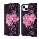 For iPhone 14 Plus Crystal 3D Shockproof Protective Leather Phone Case(Lace Love) - 1