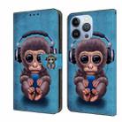 For iPhone 14 Pro Max Crystal 3D Shockproof Protective Leather Phone Case(Orangutan) - 1