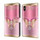 For iPhone X / XS Crystal 3D Shockproof Protective Leather Phone Case(Pink Bottom Butterfly) - 1