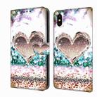 For iPhone X / XS Crystal 3D Shockproof Protective Leather Phone Case(Pink Diamond Heart) - 1